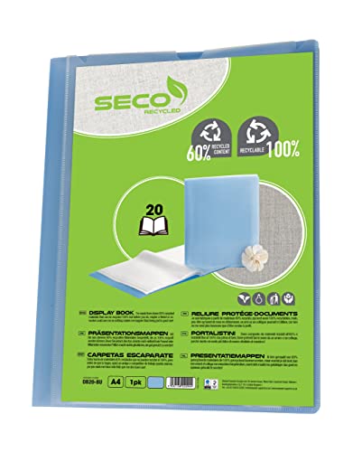 Seco A4 Display-Buch mit 20 Fächern. Aus 50 % Recyclingmaterial, 100 % biologisch abbaubar - Blau von SECO