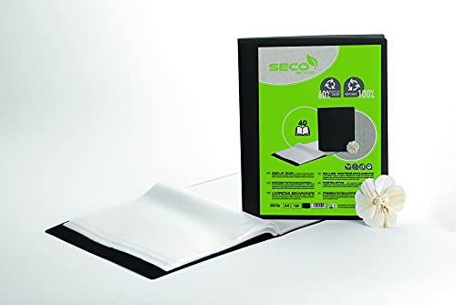 Seco A4 Display-Buch mit 40 Fächern. Aus 50 % Recyclingmaterial, 100 % biologisch abbaubar - Schwarz von SECO