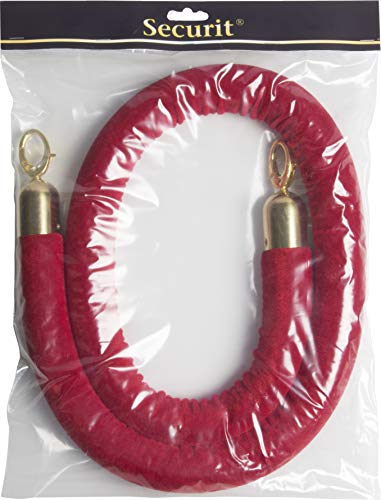 Securit Classic glatte Kordel für Absperrpfosten - ROT mit vergoldeten Endstücken - 150cm Securit Classic glatte Kordel für Absperrpfosten - ROT mit vergoldeten Endstücken - 150cm von SECURIT