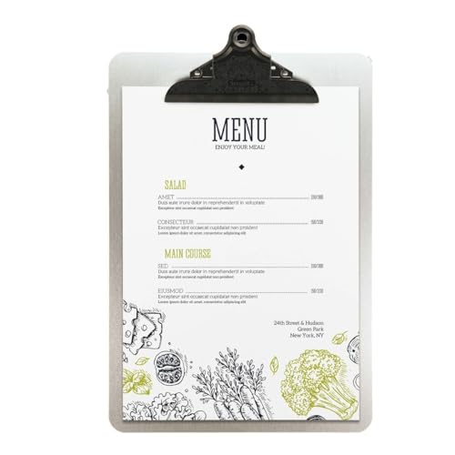 SECURIT - Menühalter aus Metall - Für Cafés, Restaurants, Bars - Format A4 - Clip zum Halten der Blätter - Farbe Grau von SECURIT
