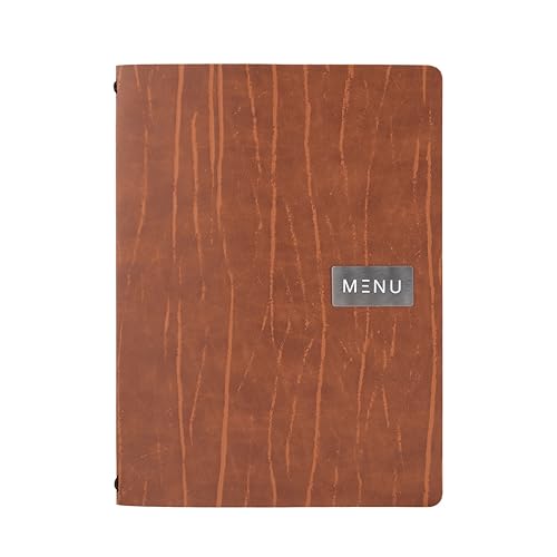 SECURIT - Speisekarte Leather Line Ruga - 1 fester, doppelseitiger Einleger = 4 DIN A4-Seiten - Möglichkeit zum Hinzufügen weiterer Einleger - Für Cafés, Bars, Restaurants - Ökoleder - Braun von SECURIT