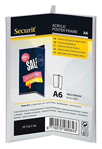 Securit Acryl Tisch - Aufsteller, transparenter dreiseitiger Kartenhalter DIN A6 in Y-Form, ideal zur Präsentation von Getränke- oder Speisekarten Securit Acryl Tisch - Aufsteller, transparenter dreiseitiger Kartenhalter DIN A6 in Y-Form, ideal zur Präsentation von Getränke- oder Speisekarten von SECURIT
