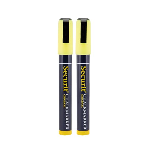 Securit Flüssigkreide-Marker, 2-6 mm Strichbreite, Keilspitze, Gelb, 2er-Pack von SECURIT