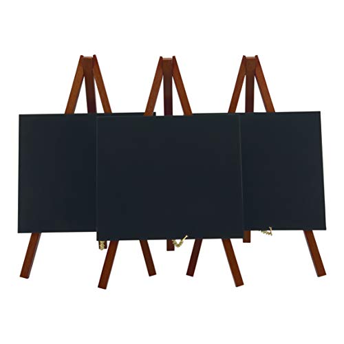 Securit Tisch Kreidetafeln mit Staffelei aus lackiertem Holz, mahagoni, im 3er Set, je ca. 15 x 26 x 1,5 cm groß von SECURIT