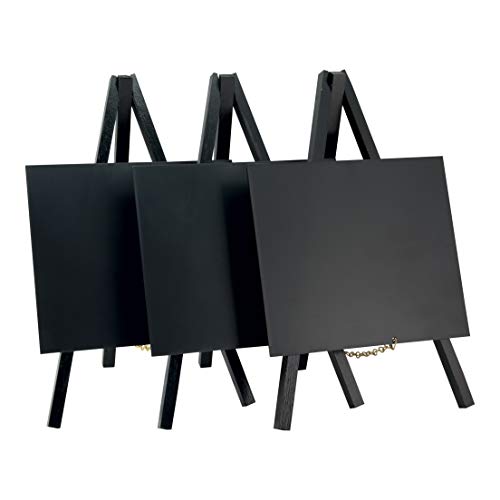 Securit Tisch Kreidetafeln mit Staffelei aus lackiertem Holz, schwarz, im 3er Set, je ca. 15 x 26 x 1,5 cm groß von SECURIT