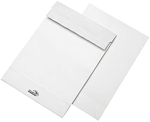 SECURITEX® Versandtasche, mit Falte, 50 mm, Stehboden, ohne Fenster, haftklebend, B4, 250 x 353 mm, 130 g/m², Kraftpapier, weiß (100 Stück), Sie erhalten 1 Packung á 100 Stück von SECURITEX