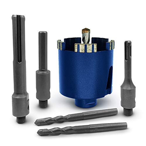 SEDION ® Dosenbohrer 82mm - Extra Großer Set mit SDS Plus, SDS Max & Sechskant Adapter - Bohrkrone zum Bohren von Mauerwerk - Diamantbohrkrone - Sedion Premium Qualität - Diamant Dosensenker 82 von SEDION