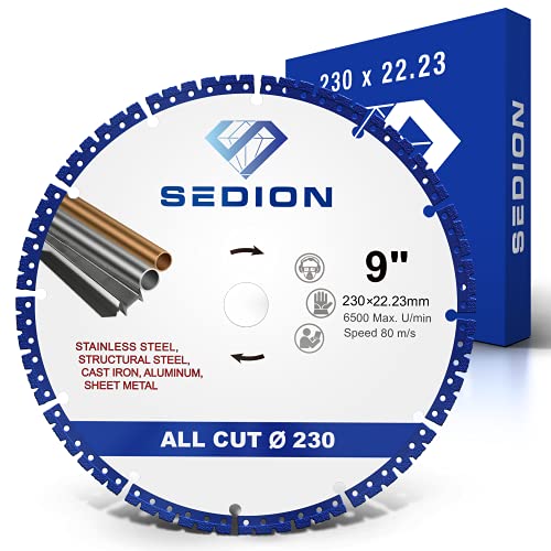 Sedion® Diamanttrennscheibe 230mm x 22,23 - Exklusiver Universal Allesschneider Trennscheibe für Stahl, Eisen, Alu, Kunststoff, Beton uvm.- Ultimative Präzisons Diamantscheibe 230 in Premium-Qualität! von SEDION