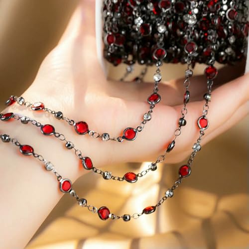 0,5 Meter 1 Meter rote Glasperlen, runde Pistole, schwarze Kupferketten für Armbänder, Halsketten, DIY-Schmuckherstellung, Zubehör – Rot Schwarz – 0,5 m 0,5 Meter 1 Meter rote Glasperlen, runde Pistole, schwarze Kupferketten für Armbänder, Halsketten, DIY-Schmuckherstellung, Zubehör – Rot Schwarz – 0,5 m von SEDRGH