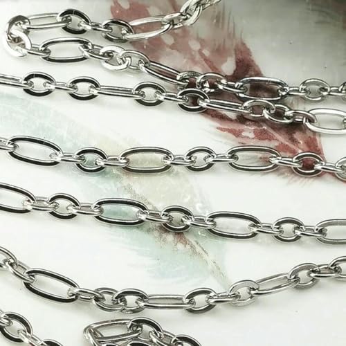 1 Meter, kein Verblassen, Edelstahlketten, ovale Ringe, Kabelglieder, dicke Ketten für die Schmuckherstellung, DIY-Halsketten, Armbandzubehör, C-5 mm, Stahlfarbe von SEDRGH