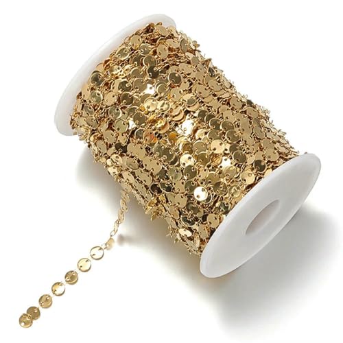 1 Meter Edelstahl Gold Runde Scheibenketten Bulk Pailletten Kette für DIY Schmuckherstellung-Golden von SEDRGH