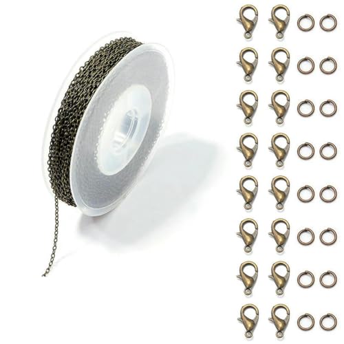 1 Set 3,0 m lange Eisenkabelketten, Gliederketten mit Biegeringen, Karabinerverschlüssen zur Herstellung von Schmuck, DIY-Halsketten, Ohrringen, Armbändern, Gu Qing 1 Set 3,0 m lange Eisenkabelketten, Gliederketten mit Biegeringen, Karabinerverschlüssen zur Herstellung von Schmuck, DIY-Halsketten, Ohrringen, Armbändern, Gu Qing von SEDRGH