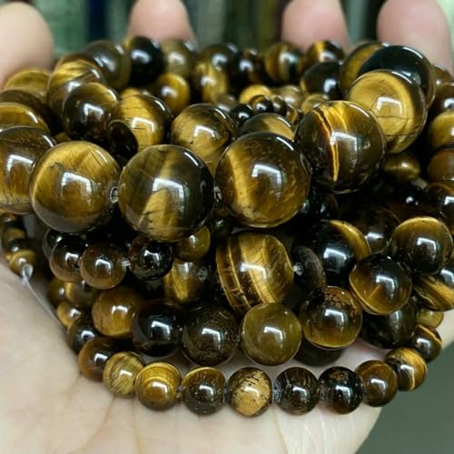 1 Strang, 45 Stück, Naturstein, Rosenquarz, Tigerauge, schwarzer Obsidian, Perlen zur Schmuckherstellung, DIY-Armband, Halskette, Tigerauge, 8 mm von SEDRGH