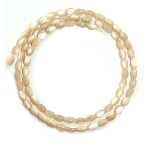 1 Strang Reisförmige Perlen Natürliche Perlmutt-Muschelperlen Lose Perlen Für Die Schmuckherstellung DIY Halskette Armband Zubehör-Gelb-3X5mm-70Stk von SEDRGH