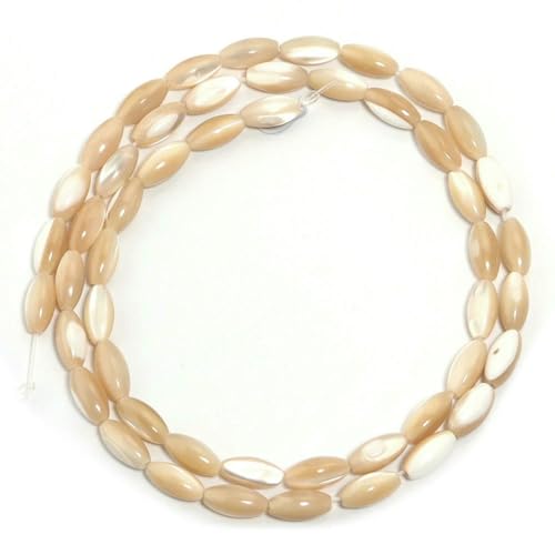 1 Strang Reisförmige Perlen Natürliche Perlmutt-Muschelperlen Lose Perlen Für Die Schmuckherstellung DIY Halskette Armband Zubehör-Gelb-4X8mm-45St von SEDRGH