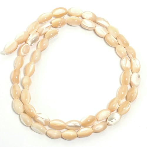1 Strang Reisförmige Perlen Natürliche Perlmutt-Muschelperlen Lose Perlen Für Die Schmuckherstellung DIY Halskette Armband Zubehör-Gelb-5X8mm-45St von SEDRGH