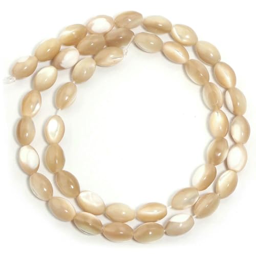 1 Strang Reisförmige Perlen Natürliche Perlmutt-Muschelperlen Lose Perlen Für Die Schmuckherstellung DIY Halskette Armband Zubehör-Gelb-6X9mm-40Stk von SEDRGH
