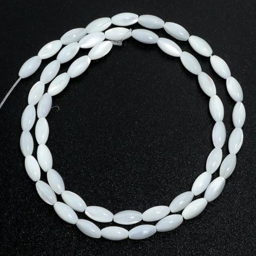 1 Strang Reisförmige Perlen Natürliche Perlmutt-Muschelperlen Lose Perlen Für Die Schmuckherstellung DIY Halskette Armband Zubehör-Weiß-4X8mm-40Stk von SEDRGH