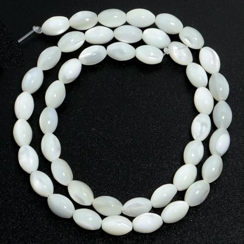 1 Strang Reisförmige Perlen Natürliche Perlmutt-Muschelperlen Lose Perlen Für Die Schmuckherstellung DIY Halskette Armband Zubehör-Weiß-6X9mm-40Stk 1 Strang Reisförmige Perlen Natürliche Perlmutt-Muschelperlen Lose Perlen Für Die Schmuckherstellung DIY Halskette Armband Zubehör-Weiß-6X9mm-40Stk von SEDRGH
