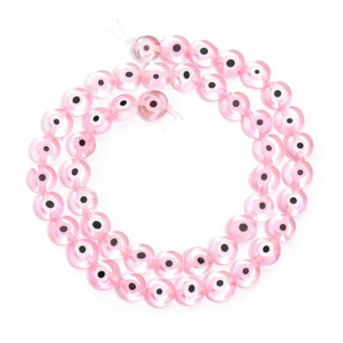 1 Strang flache runde Glasperlen, Lampwork-Abstandshalter für handgefertigte Ohrringe, Armbänder, Schmuckherstellung, Zubehör, 4, 6, 8, 10 mm, Rosa, 10 mm, 38 Stück von SEDRGH