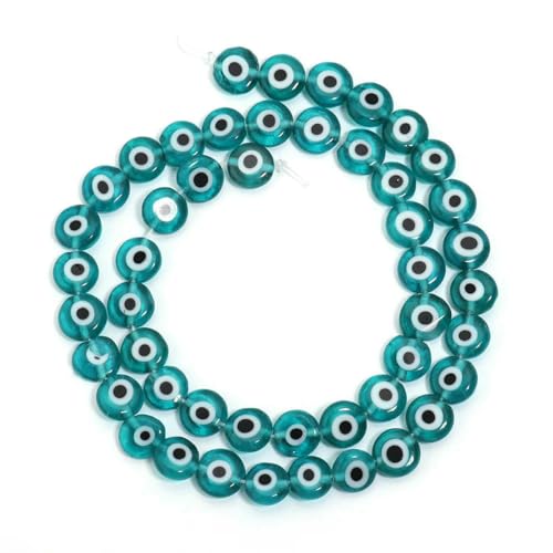 1 Strang flache runde Glasperlen, Lampwork-Abstandshalter für handgefertigte Ohrringe, Armbänder, Schmuckherstellung, Zubehör, 4, 6, 8, 10 mm, Seegrün, 10 mm, 38 Stück von SEDRGH