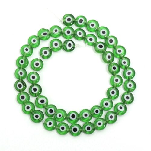 1 Strang flache runde Glasperlen, Lampwork-Abstandshalter für handgefertigte Ohrringe, Armbänder, Schmuckherstellung, Zubehör, 4, 6, 8, 10 mm, grün, 6 mm, 60 Stück von SEDRGH