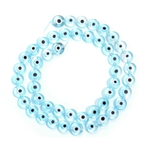1 Strang flache runde Glasperlen Lampwork-Abstandshalterperlen für handgefertigte Ohrringe, Armbänder, Schmuckherstellung, Zubehör, 4 6 8 10 mm, hellblau_a-6 mm, 60 Stück von SEDRGH