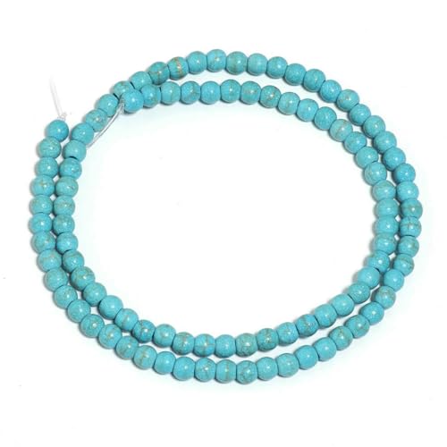 1 Strang natürliche blaue Türkis-Steinperlen, 3–16 mm, runde Edelstein-lose Perlen für die Schmuckherstellung, DIY-Halsketten und Armband-Befunde, 4,0 mm (ca. 86 Stück) von SEDRGH