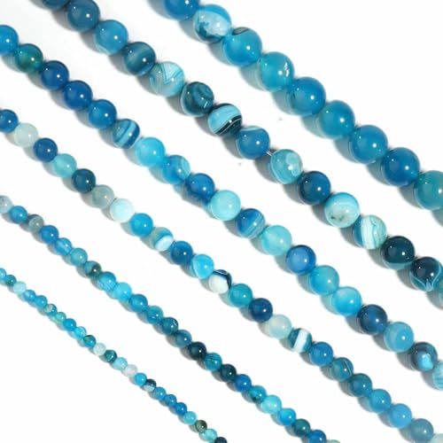 1 Strang natürlicher Achat, lose Perlen, Edelstein, runde Perlen, Naturstein für die Schmuckherstellung, DIY-Armband, Halskette, Blau, 6 mm von SEDRGH
