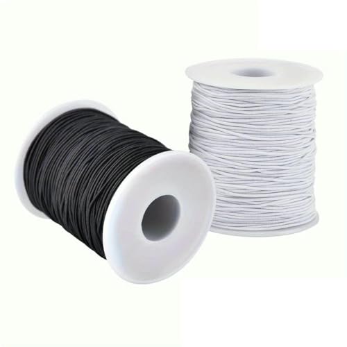 1 Stück 50 m/164 Fuß Regenbogen-elastische Perlenschnur – dehnbare, robuste, lebendige Schnur zur Schmuckherstellung für Halsketten, Perlen und Kunsthandwerk – 2 Stück Schwarz und W von SEDRGH