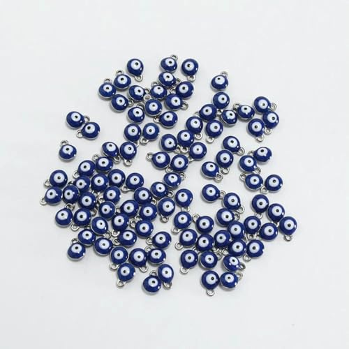 10/30/50 Stück 6 mm Emaille-Perlen, Charms aus Edelstahl, DIY-Bastelanhänger für die Schmuckherstellung, DIY-Armband, Halskette, Stahl, dunkelblau, 30 Stück von SEDRGH