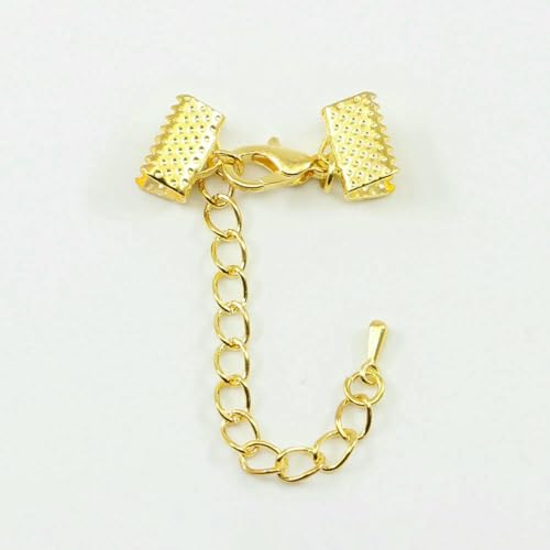 10–50 Stück Quetschperlen, Cove-Verschlüsse, Kordel-Endkappen, Schnurband, Lederclip, Foldover-Verbinder, Zubehör für DIY-Schmuckteile – Gold mit Kette – 8 mm 10–50 Stück Quetschperlen, Cove-Verschlüsse, Kordel-Endkappen, Schnurband, Lederclip, Foldover-Verbinder, Zubehör für DIY-Schmuckteile – Gold mit Kette – 8 mm von SEDRGH