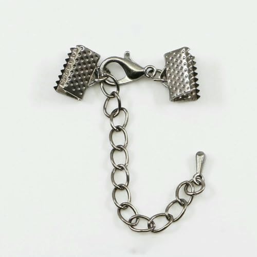 10–50 Stück Quetschperlen, Cove-Verschlüsse, Kordel-Endkappen, Schnurband, Lederclip, Foldover-Verbinder, Zubehör für DIY-Schmuckteile – Gun Black mit Kette – 8 mm 10–50 Stück Quetschperlen, Cove-Verschlüsse, Kordel-Endkappen, Schnurband, Lederclip, Foldover-Verbinder, Zubehör für DIY-Schmuckteile – Gun Black mit Kette – 8 mm von SEDRGH