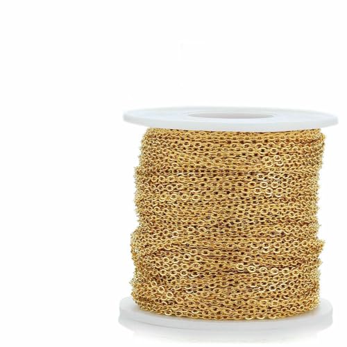 10 Meter 2 Meter Goldfarbene Edelstahl-Halskettenketten zur Schmuckherstellung, DIY-Halskettenketten, Materialzubehör - Goldfarbe - 2 x 3,0 mm - 10 Meter 10 Meter 2 Meter Goldfarbene Edelstahl-Halskettenketten zur Schmuckherstellung, DIY-Halskettenketten, Materialzubehör - Goldfarbe - 2 x 3,0 mm - 10 Meter von SEDRGH