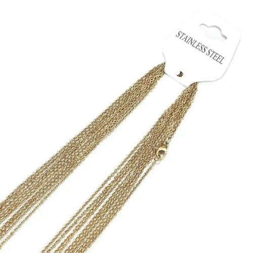 10 Stück/Los 45–60 cm Edelstahlketten O-förmige Kettenglied-Halskette für Frauen und Männer, Anhänger, DIY-Schmuckherstellung, Großhandel, Gold, 50 cm, 2 mm von SEDRGH