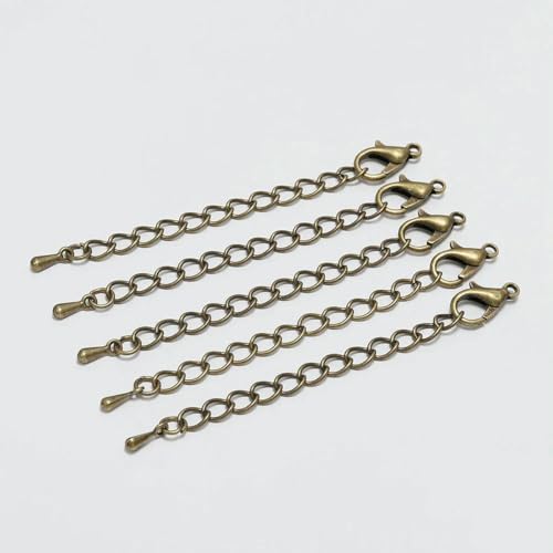 10 Stück/Los 50 70 mm Ton Erweiterte Verlängerung Schwanzkette Karabinerverschlüsse Anschluss für DIY Armband Halskette Schmuckherstellung Erkenntnisse-Antike Bronze10 von SEDRGH
