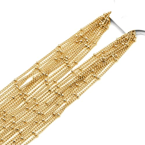 10 Stück/Los Breite 1,5 mm Edelstahl-Perlenkette Halskette Ketten für DIY Schmuckzubehör Herstellung von Materialien Zubehör-Gold-60cm 10 Stück/Los Breite 1,5 mm Edelstahl-Perlenkette Halskette Ketten für DIY Schmuckzubehör Herstellung von Materialien Zubehör-Gold-60cm von SEDRGH