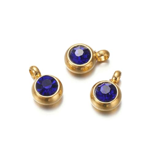 10 Stück 6 mm Edelstahl-Anhänger mit Geburtssteinen, Strass-Kristallperlen, Anhänger für Halsketten, Armbänder, Schmuckherstellung, Gold, Schmuck blau, 10 Stück 10 Stück 6 mm Edelstahl-Anhänger mit Geburtssteinen, Strass-Kristallperlen, Anhänger für Halsketten, Armbänder, Schmuckherstellung, Gold, Schmuck blau, 10 Stück von SEDRGH