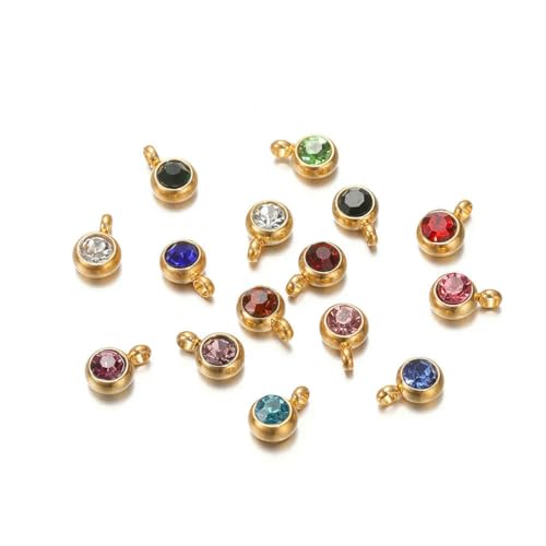 10 Stück 6 mm Edelstahl-Anhänger mit Geburtssteinen, Strass-Kristallperlen, Anhänger für Halsketten, Armbänder, Schmuckherstellung, Gold, gemischt, 10 Stück 10 Stück 6 mm Edelstahl-Anhänger mit Geburtssteinen, Strass-Kristallperlen, Anhänger für Halsketten, Armbänder, Schmuckherstellung, Gold, gemischt, 10 Stück von SEDRGH