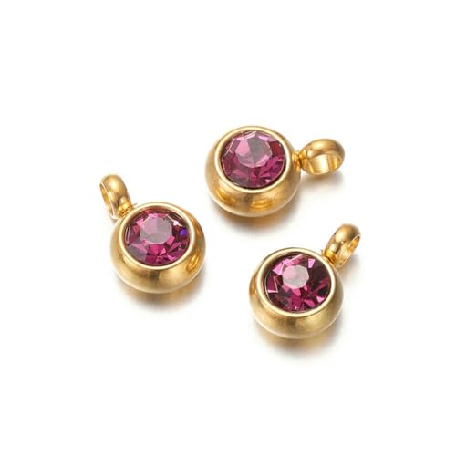 10 Stück 6 mm Edelstahl-Anhänger mit Geburtssteinen, Strass-Kristallperlen, Anhänger für Halsketten, Armbänder, Schmuckherstellung, Gold-Rosérot, 10 Stück 10 Stück 6 mm Edelstahl-Anhänger mit Geburtssteinen, Strass-Kristallperlen, Anhänger für Halsketten, Armbänder, Schmuckherstellung, Gold-Rosérot, 10 Stück von SEDRGH