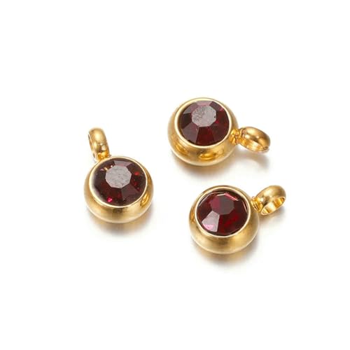 10 Stück 6 mm Edelstahl-Anhänger mit Geburtssteinen, Strass-Kristallperlen, Anhänger für Halsketten, Armbänder, Schmuckherstellung, Gold-Weinrot, 10 Stück 10 Stück 6 mm Edelstahl-Anhänger mit Geburtssteinen, Strass-Kristallperlen, Anhänger für Halsketten, Armbänder, Schmuckherstellung, Gold-Weinrot, 10 Stück von SEDRGH