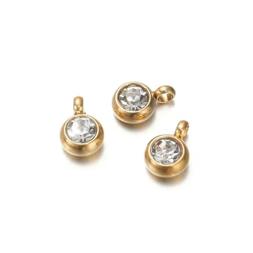 10 Stück 6 mm Edelstahl-Anhänger mit Geburtssteinen, Strass-Kristallperlen, Anhänger für Halsketten, Armbänder, Schmuckherstellung, Gold-Weiß, 10 Stück 10 Stück 6 mm Edelstahl-Anhänger mit Geburtssteinen, Strass-Kristallperlen, Anhänger für Halsketten, Armbänder, Schmuckherstellung, Gold-Weiß, 10 Stück von SEDRGH