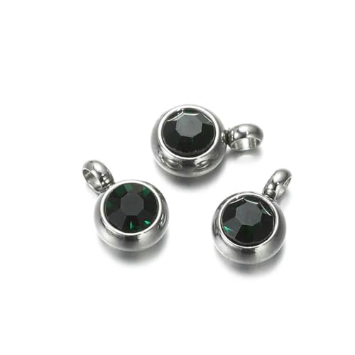 10 Stück 6 mm Edelstahl-Anhänger mit Geburtssteinen, Strass-Kristallperlen, Anhänger für Halsketten, Armbänder, Schmuckherstellung, Stahl, Dunkelgrün, 10 Stück 10 Stück 6 mm Edelstahl-Anhänger mit Geburtssteinen, Strass-Kristallperlen, Anhänger für Halsketten, Armbänder, Schmuckherstellung, Stahl, Dunkelgrün, 10 Stück von SEDRGH