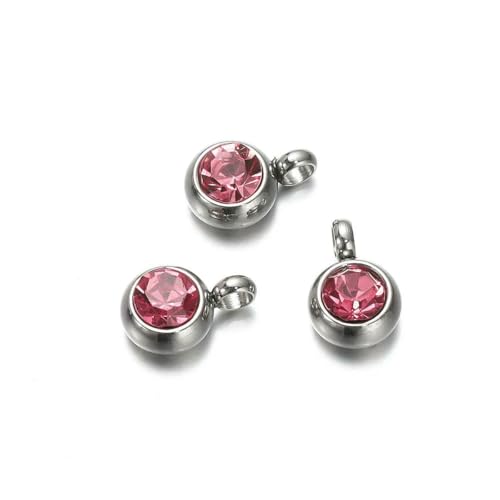 10 Stück 6 mm Edelstahl-Anhänger mit Geburtssteinen, Strass-Kristallperlen, Anhänger für Halsketten, Armbänder, Schmuckherstellung, Stahl, Dunkelrosa, 10 Stück 10 Stück 6 mm Edelstahl-Anhänger mit Geburtssteinen, Strass-Kristallperlen, Anhänger für Halsketten, Armbänder, Schmuckherstellung, Stahl, Dunkelrosa, 10 Stück von SEDRGH