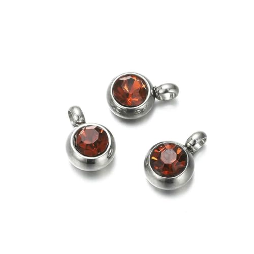 10 Stück 6 mm Edelstahl-Anhänger mit Geburtssteinen, Strass-Kristallperlen, Anhänger für Halsketten, Armbänder, Schmuckherstellung, Stahl, Orangebraun, 10 Stück 10 Stück 6 mm Edelstahl-Anhänger mit Geburtssteinen, Strass-Kristallperlen, Anhänger für Halsketten, Armbänder, Schmuckherstellung, Stahl, Orangebraun, 10 Stück von SEDRGH