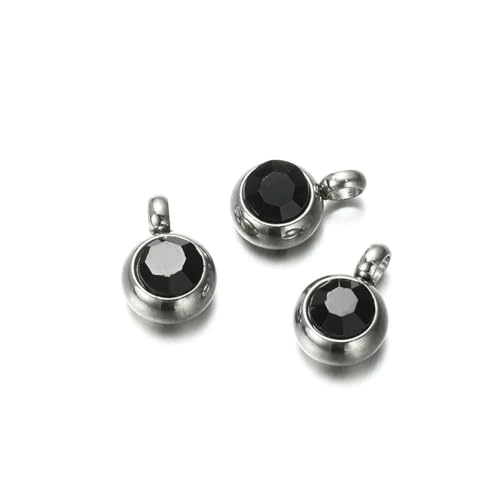 10 Stück 6 mm Edelstahl-Anhänger mit Geburtssteinen, Strass-Kristallperlen, Anhänger für Halsketten, Armbänder, Schmuckherstellung, Stahl, Schwarz, 10 Stück 10 Stück 6 mm Edelstahl-Anhänger mit Geburtssteinen, Strass-Kristallperlen, Anhänger für Halsketten, Armbänder, Schmuckherstellung, Stahl, Schwarz, 10 Stück von SEDRGH
