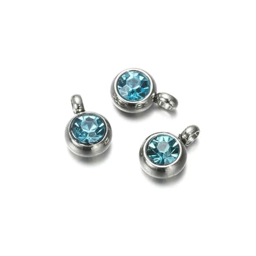 10 Stück 6 mm Edelstahl-Anhänger mit Geburtssteinen, Strass-Kristallperlen, Anhänger für Halsketten, Armbänder, Schmuckherstellung, Stahl, Seeblau, 10 Stück 10 Stück 6 mm Edelstahl-Anhänger mit Geburtssteinen, Strass-Kristallperlen, Anhänger für Halsketten, Armbänder, Schmuckherstellung, Stahl, Seeblau, 10 Stück von SEDRGH