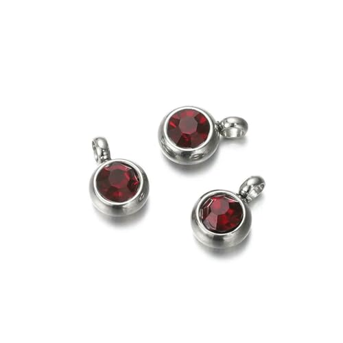 10 Stück 6 mm Edelstahl-Anhänger mit Geburtssteinen, Strass-Kristallperlen, Anhänger für Halsketten, Armbänder, Schmuckherstellung, Stahl, Weinrot, 10 Stück 10 Stück 6 mm Edelstahl-Anhänger mit Geburtssteinen, Strass-Kristallperlen, Anhänger für Halsketten, Armbänder, Schmuckherstellung, Stahl, Weinrot, 10 Stück von SEDRGH