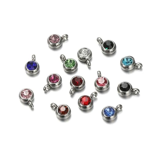 10 Stück 6 mm Edelstahl-Anhänger mit Geburtssteinen, Strass-Kristallperlen, Anhänger für Halsketten, Armbänder, Schmuckherstellung, Stahl, gemischt, 10 Stück 10 Stück 6 mm Edelstahl-Anhänger mit Geburtssteinen, Strass-Kristallperlen, Anhänger für Halsketten, Armbänder, Schmuckherstellung, Stahl, gemischt, 10 Stück von SEDRGH