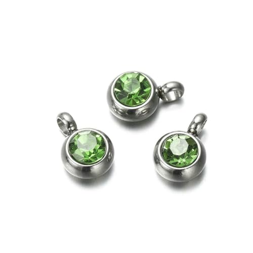 10 Stück 6 mm Edelstahl-Anhänger mit Geburtssteinen, Strass-Kristallperlen, Anhänger für Halsketten, Armbänder, Schmuckherstellung, Stahlgrün, 10 Stück 10 Stück 6 mm Edelstahl-Anhänger mit Geburtssteinen, Strass-Kristallperlen, Anhänger für Halsketten, Armbänder, Schmuckherstellung, Stahlgrün, 10 Stück von SEDRGH